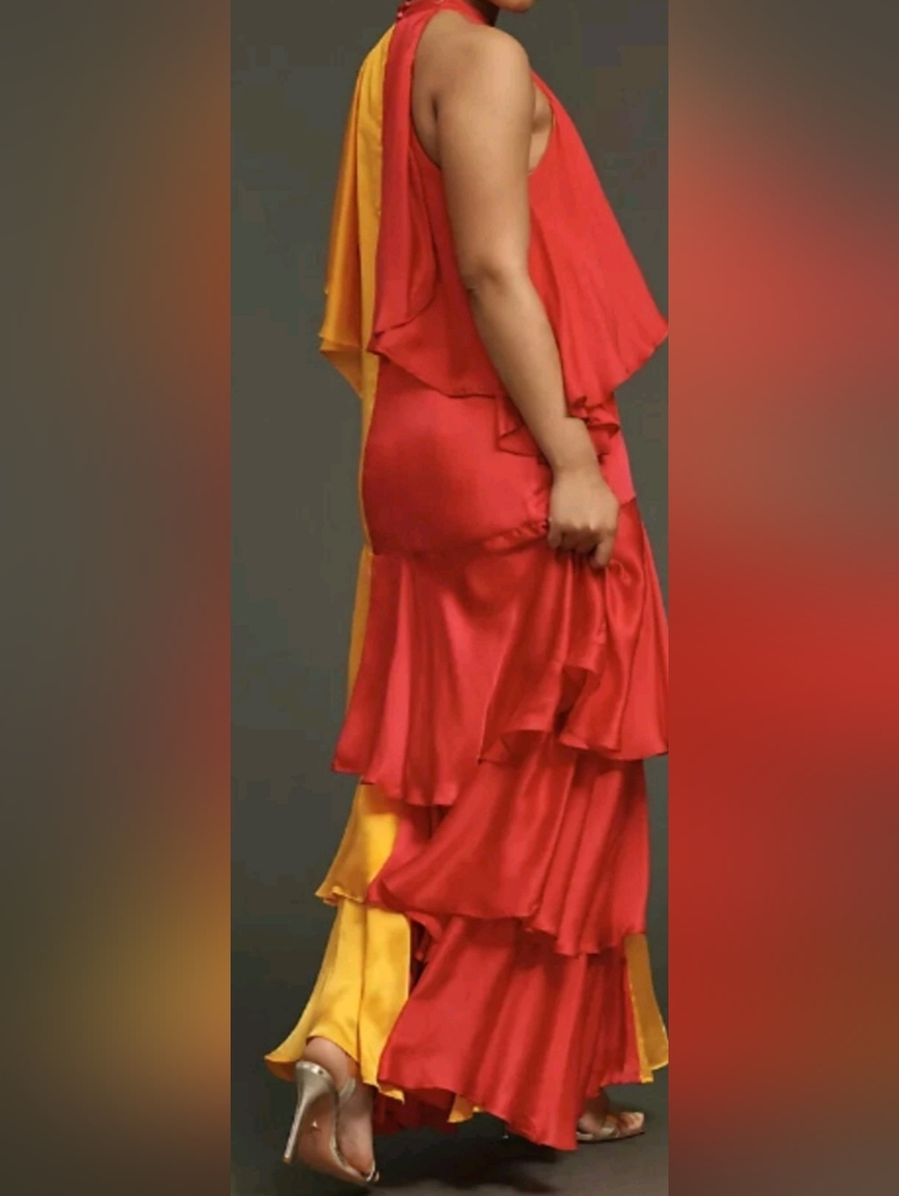 Anthropologie Pinnacle by Shruti Sancheti Color Block Ruffle Maxi Dress - Picture 2 of 6